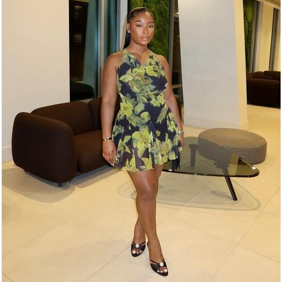 ZARA Printed Draped Neckline Floral Mini Dress NWT 💚 - Picture 14 of 16